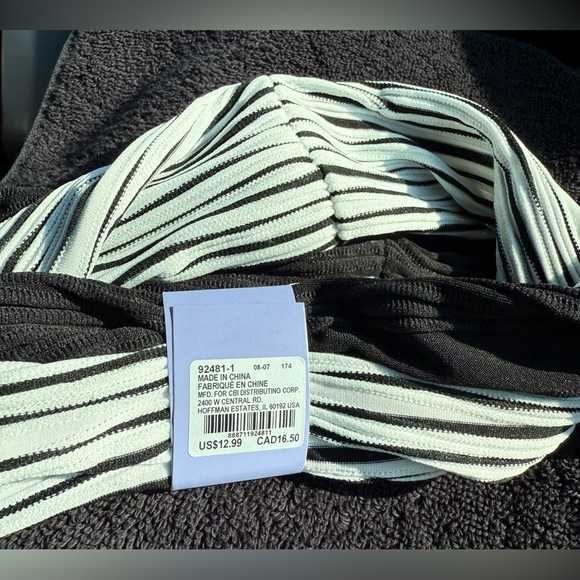 Claire's Headwraps Black and White Striped Headbands - Picture 5 of 6